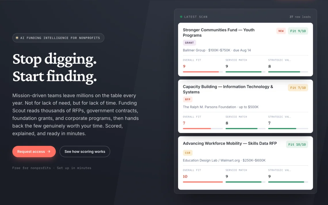 Funding Scout landing page