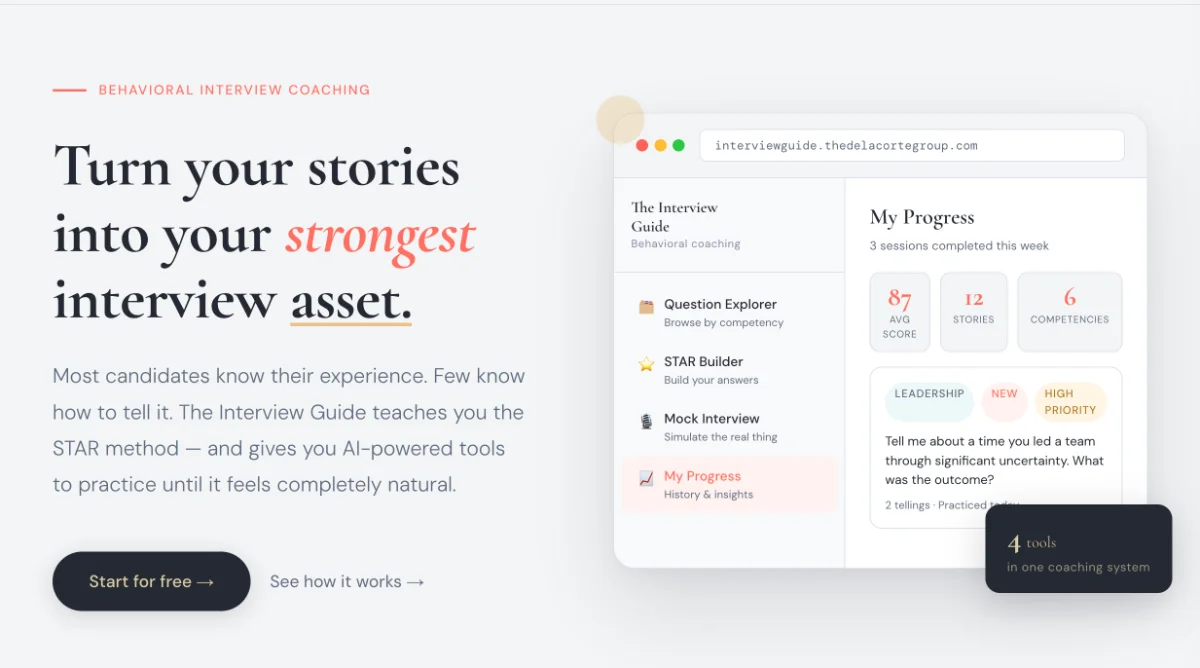 The Interview Guide landing page